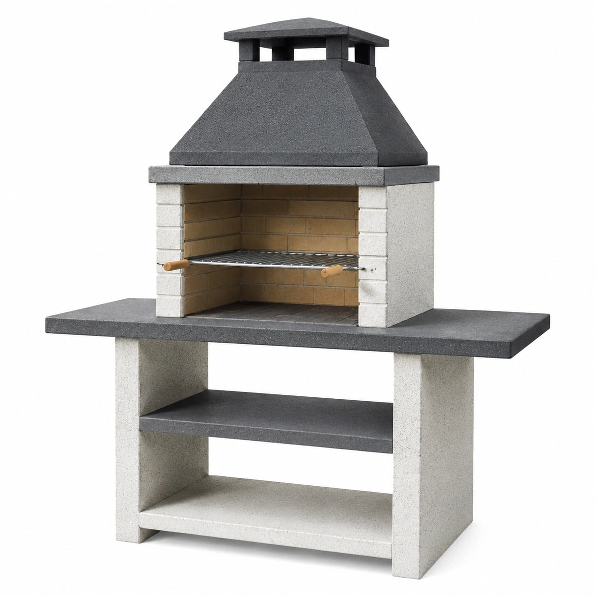 Barbecue de jardin 120 x 70 x 210 cm en béton gris avec grille réglable