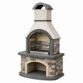 Barbecue de jardin 120 x 70 x 220 cm en pierre gris beige avec cheminée