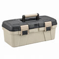 Boîte à outils 50 cm en plastique beige et noir avec poignée de transport