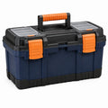 Boîte à outils 50 cm en plastique bleu noir orange avec organiseurs et poignée