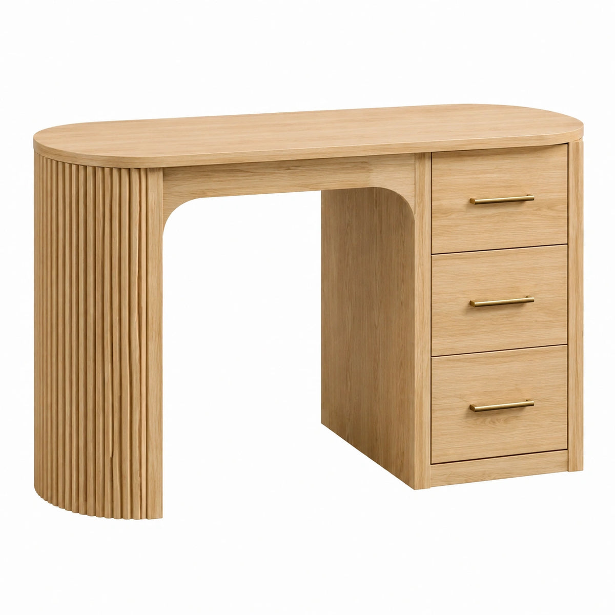 Bureau 120 x 60 cm en bois chêne naturel avec 3 tiroirs style contemporain