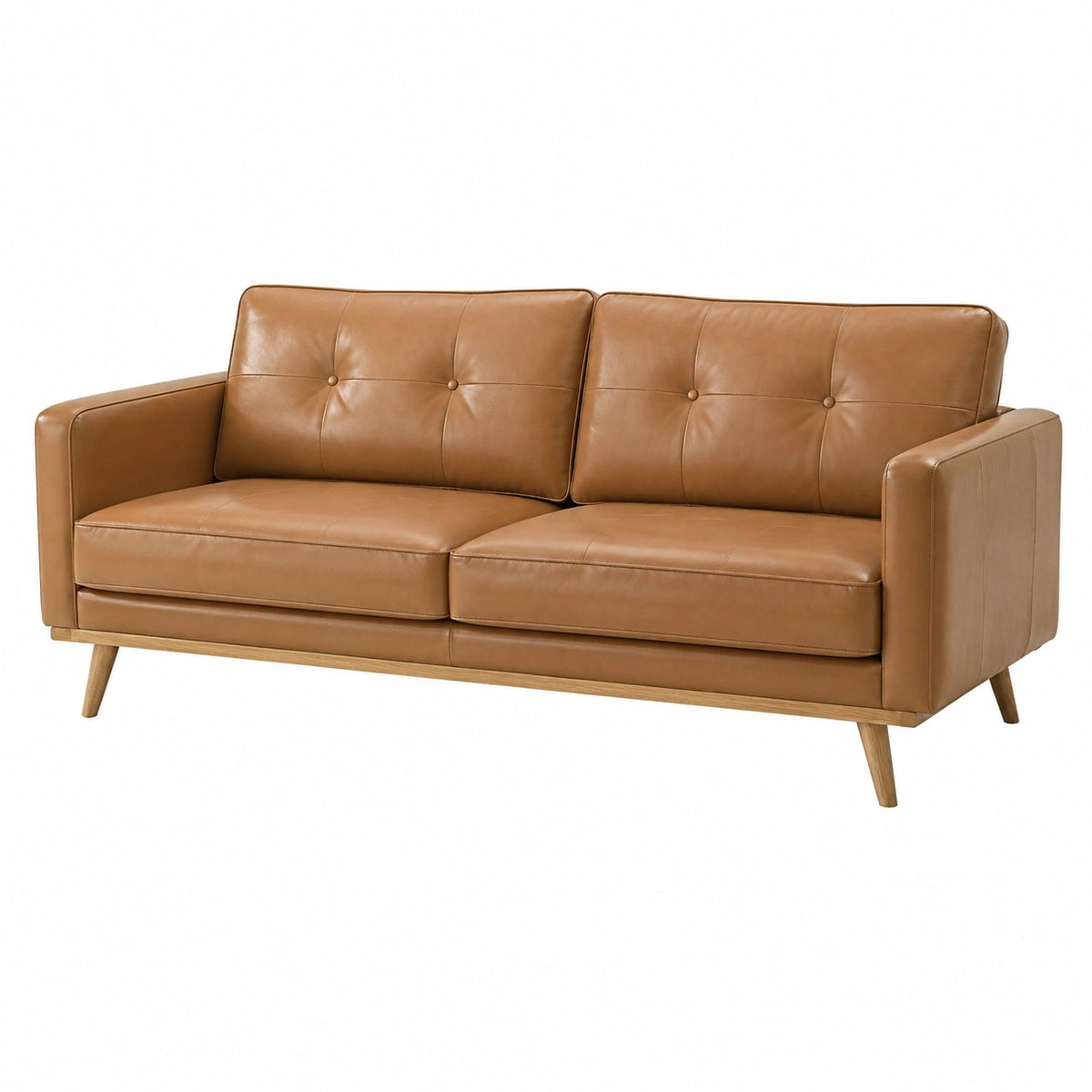 Canapé 2 places 165 x 85 x 85 cm revêtement synthétique camel style scandinave