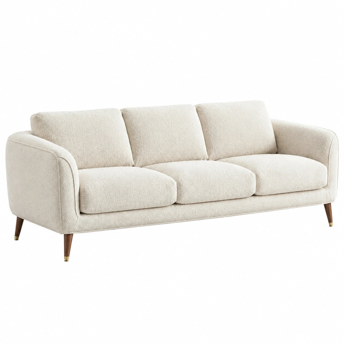Canapé 3 places 220 cm en tissu bouclette crème style contemporain