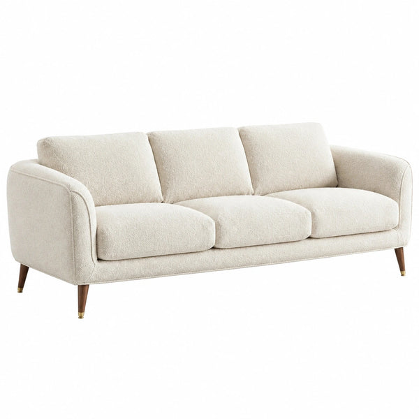 Canapé 3 places 220 cm en tissu bouclette crème style contemporain