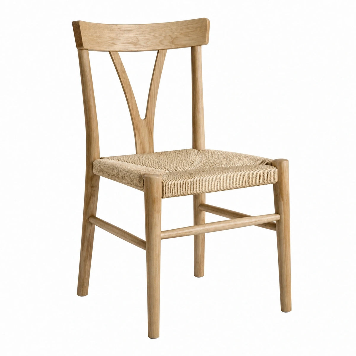 Chaise de salle à manger 55 x 55 x 90 cm en bois naturel avec assise tressée style rustique